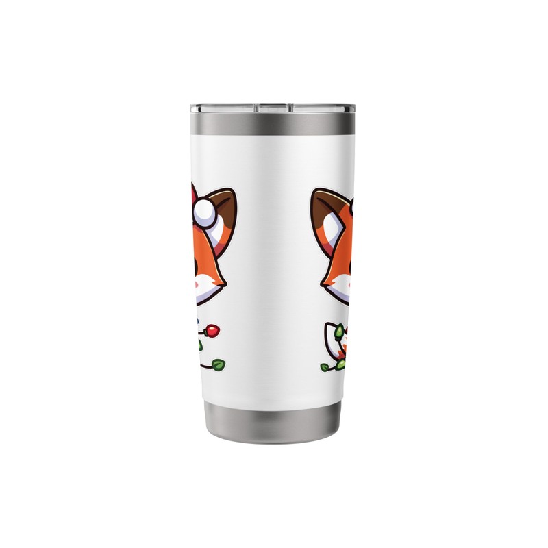 Santa Hat Christmas Fairy Lights Fox Stainless Steel Insulated Tumbler