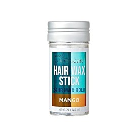 KISS COLORS & CARE 24 Hour Maximum Hold Edge Fixer Hair Wax Styling Stick, Non-Oily, Flake-Free, Biotin B7, Castor Oil, & Shea Butter Infused, Net Wt, 76g (2.7 oz.) - Mango Scent