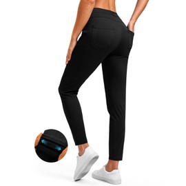 Rammus Jeggings Pull on Stretchy Jeans for Women High Waisted Skinny Jean Leggings Tummy Control Denim Pants with Pockets Black denim/29 L