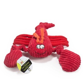 HuggleHounds Plush Corduroy Durable Squeaky Knottie, Dog Toy, Great Dog Toys for Aggressive Chewers, Lobsta, Large