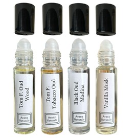 Avany Naturals Replicant Cologne For Men - Mini Perfume Set, Fragrance Body Oil, Sample Cologne for Men, Roller Perfume, Man Perfume, 4 Pc (Woody Set)