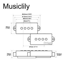 Wilkinson WOPB Vari Gauss Ceramic 4-String Precision Bass Humbucker Pickups Set for PB Style Electric Bass, Black