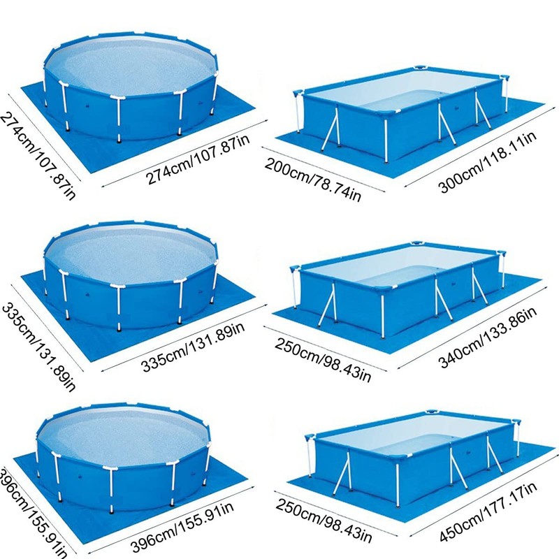 Pool Ground Cloth, Foldable Swimming Pool Floor Protector, Waterproof Rectangular