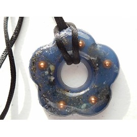Indigo Blue PF-5 Necklace Orgone Generator Energy Accumulator 528Hz/7.83Hz/Advance Harmonics Many Beautiful Ingredients and Colors!! (Power Flower, Indigo Blue PF-5)