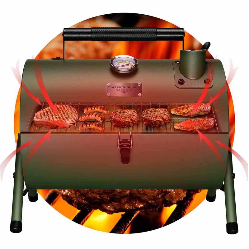 MAISON HUIS Adjustable Portable Charcoal Grill Multi-functional Metal Small BBQ