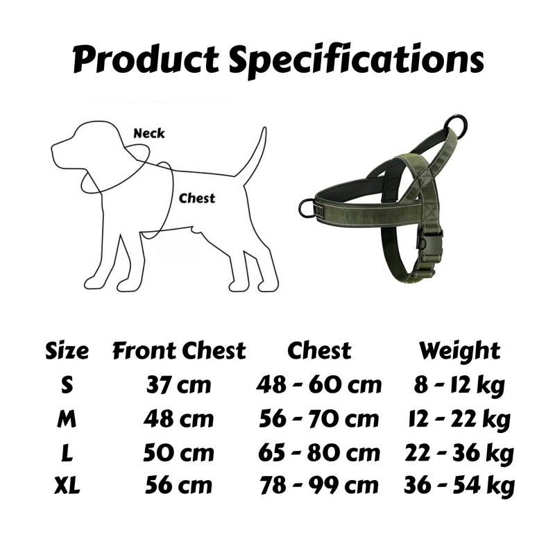 Adjustable No-Pull Dog Harness for Large Dogs – Padded Vest