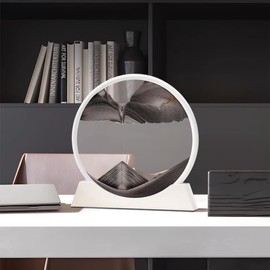 Moving Sand Art Picture,Liquid Motion 3D Sea Sandscape in Motion Display, Flowing Sand Frame Desktop Art Bookshelves Home Office Decoration (7 inch, Black)