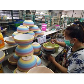 Windhorse Rainbow Striped Ceramic Salt & Pepper Cruet Shaker Set - 7cm - Hand Painted