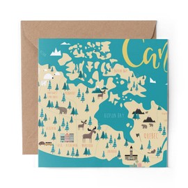 1 x Greeting Card - Canada Map Canadian Travel American - Blank Birthday Celebration Anniversary #58863