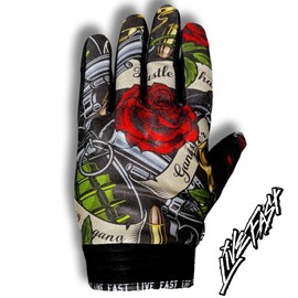Live Fast Guns & Roses Motorcycle Gloves 3XL - Best Mountain Leather Dirt Bike Moto Riding Motorcycle/Motocross Gloves for Men, Women Bikers