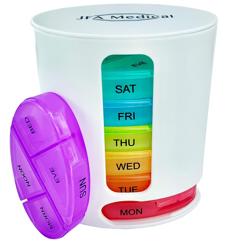 JFA Medical Weekly Oval Pill Box Organiser/Reminder for Medicines Supplements,