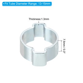 PATIKIL 10 Pack 13-15mm Double Ear Hose Clamp, Galvanized Steel Crimp Rings for Tubing Pipe Fitting Connections, Silver Tone
