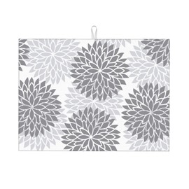 Dish Drying Mat for Kitchen Counter 18 x 24 Inch Microfiber Floral Dish Mats for Drying Dishes Absorbent Dish Rack Pad for Dishes Draining Mat