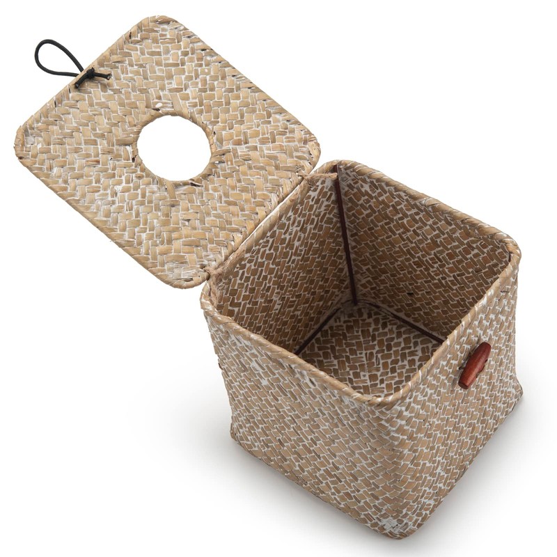 Seagrass Square Tissue Box Cover Woven Napkin Holder Decorative for