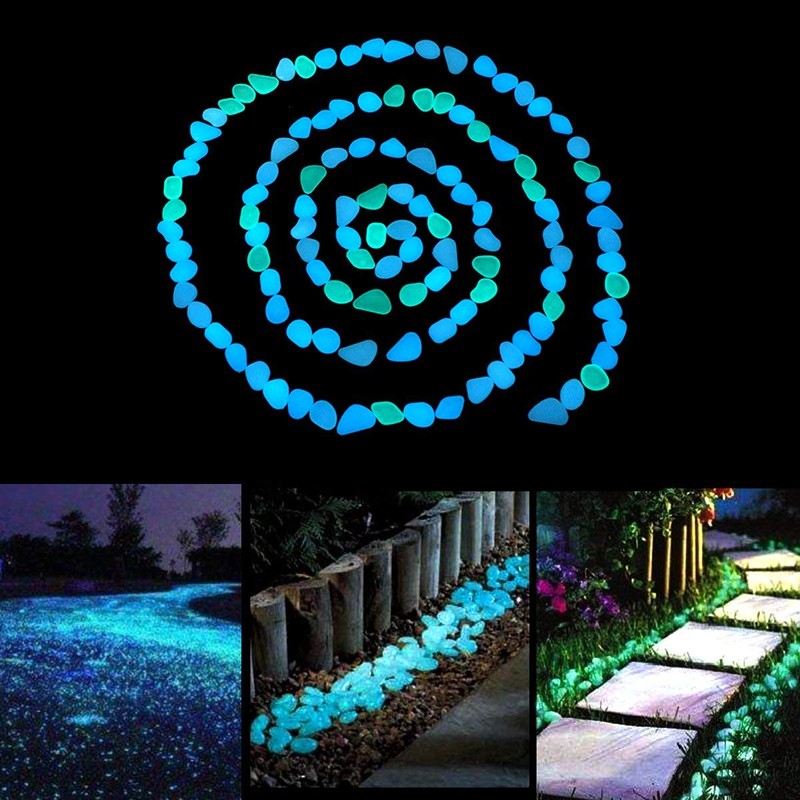 LAUQEE Glow in The Dark Garden Pebbles Stones Rocks for
