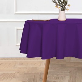 sancua Round Tablecloth - 60 Inch - Water Resistant Spill Proof Washable Polyester Table Cloth Decorative Fabric Table Cover for Dining Table, Buffet Parties and Camping, Purple