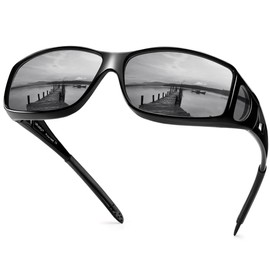 URUMQI Sunglasses Fit Over Glasses, Polarized 100% UV Protection Wrap-around Sunglasses for Men & Women Driving