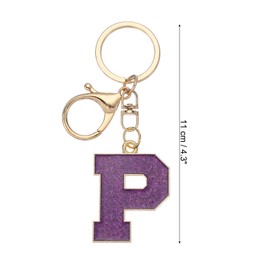PATIKIL Initial Letter Keychain, Alphabet Letter Bag Charm Car Keyring Letter P Pendant Charm Key Chain for Key Wallet Purse Handbag Backpack, Purple