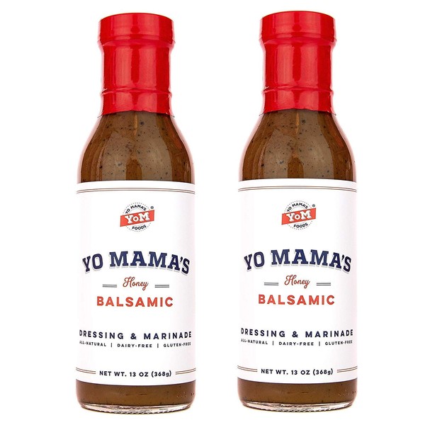 Gourmet Natural Balsamic Vinaigrette Dressing and Marinade by Yo Mama's Foods - Pack of (2) - Low Carb, Low Sodium, and Gluten-Free