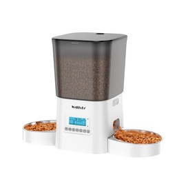 Automatic Cat Feeder, WellToBe 3.5L Timed Dry Food Dispenser for 2 Cats, Dual Power Supply (AC/Battery Backup) with 10-Second Voice Recorder, Programmable Pet Feeder for Multiple Cats