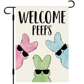 Welcome Peeps Easter Garden Flag, Double Sided, 12x18 inches, Bunny Design