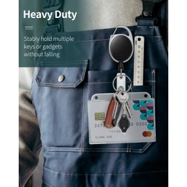 Uniclife Clear Vertical ID Card Holder for 2 Cards with Thumb Slots Hard PC Case Protector with Retractable Badge Holder Carabiner Clip for Credit Cards, Pack of 5