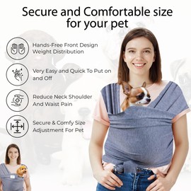 Sling Carrier for Small Dogs and Cats, Cat Carrier Pouch, Puppy Sling, Dog Chest Wrap, Cat Wraps, Dog Sling, Cat Sling, Weight-Distributing Pet Sling, Travel and Daily Use (Pink)