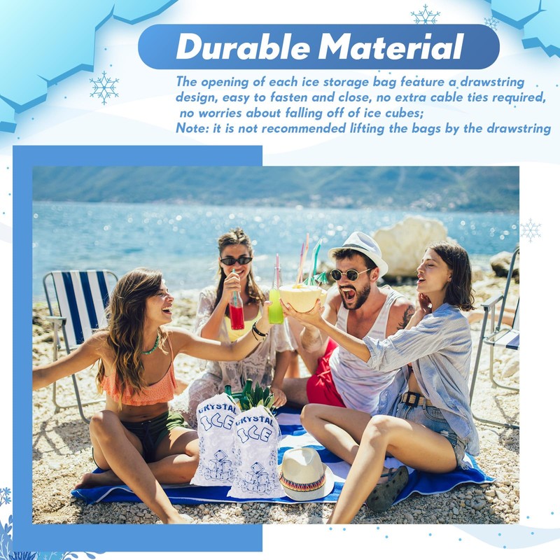 100 Pcs 20 lb Plastic Ice Drawstring Bag 28 x