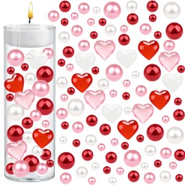 Larber 10156Pcs Valentine's Day Vase Filler Decoration Red Pink White Heart Pearls Bowl Filler Mini Acrylic Love Hearts Beads Centerpiece for Valentine Festival Wedding Home Party