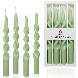 Unscented Spiral Tapered Candles 10 inch 4 PCS Gradient Blue Candle for Wedding Home Kitchen Decorationcolor: Green, size: 10inch