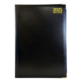 G4GADGET Premium 2025 Day A Page FSC-Certified Paper Gilt Edges Diary A4 Black 30cmx21cm
