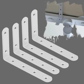 4Pcs Floating Shelf Brackets, White Stainless Steel Heavy Duty L Brackets for Floating Shelves, Corner Braces, Wall Hanging Support, DIY Shelves, 125mm x 75mm