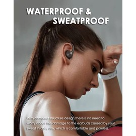 Wireless Earbuds with Earhooks Bluetooth Earbuds with Ear Hook Sport Waterproof Headphones Noise Cancelling Ear Buds with Microphone Running Workout Gym Earphones LED Power Display for Android iOS