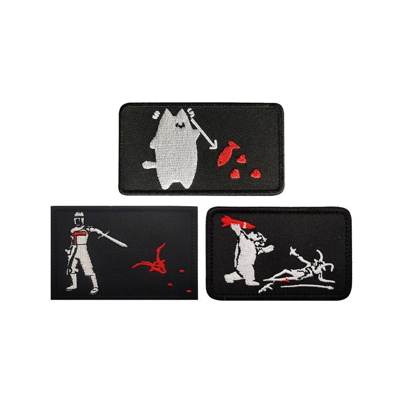 2 PCS AliPlus Blackbeard Pirate Patches Cat Fork Fish Patch