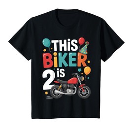 Kids Motorcycle 2nd Birthday 2 Second Two Yr Old Biker Boys Kids T-Shirt