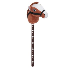 70cm Height Plush Horse Stick Toy Cute Expression 2 Sound Effect Outdoor Stuffed Stick Horse Dark Brown