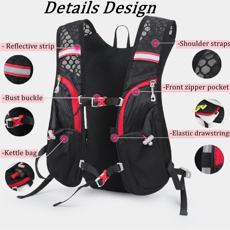 Hydration Backpack 5L (Black + 2L Bag, 5L)