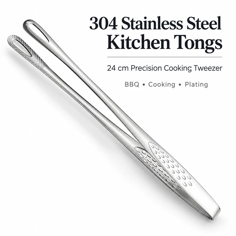 24 cm Stainless Steel Kitchen Tongs – 304 Steel Cooking
