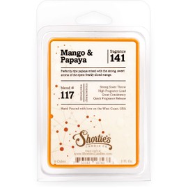 Shortie's Candle Company Mango & Papaya Wax Melts - Formula 117-1 Highly Scented 3 Oz. Bar - Made with Natural Oils - Fruit & Berry Air Freshener Cubes Collection