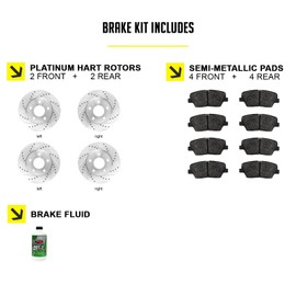 Hart Brakes Front Rear Brakes and Rotors Kit |Front Rear Brake Pads| Brake Rotors and Pads| Semi Metallic Brake Pads and Rotors - PHCC.67120.03