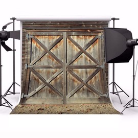 Yeele 8x8ft Rustic Barn Backdrop for Photography Shabby Old Worn Brown Wooden Doors Front Background Countryside Style Kids Boy Girl Adult Photo Booth Shoot Vinyl Studio Props