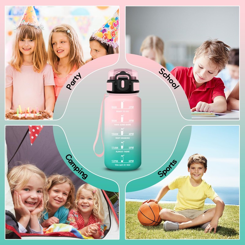 Children's Drinking Bottle, 500 ml, Drinking Bottle with Straw, Leak-Proof,