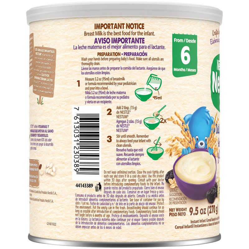 Nestle Nestum Infant Cereal, Oat, Rice & Prune, Made for