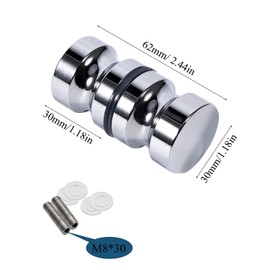 Yuaaoh Shower Door Knob for Glass Door, Pack of 2, Shower Door Handle, Double-Sided Aluminium Alloy Handle, Polished Sliding Door Knob for Shower Door, 6-18 mm for Bathroom, Kitchen and Office (Aluminium Alloy)