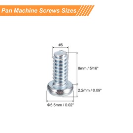 sourcing map #6-32x5/16" Pan Head Phillips Machine Screws, 50pcs Zinc Plated Carbon Steel Cross Head Screws Fully Threaded Bolts