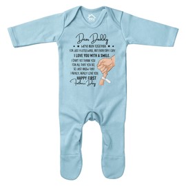 Purple Print House Happy First Fathers Day Romper Suit Baby Boy Girl Daddy New Dad Gifts Newborn Babies 1st, 6-12 Months, Light Blue