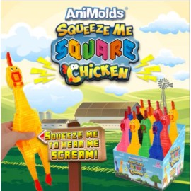 Animolds Squeeze Me Square Chicken with Sound  Animolds Squeeze Toys 13.6" - Orange