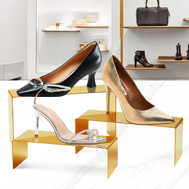 KMtilsh Bag Display Stand Set 3, Gold Purse Display ,Stainless