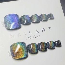 24Pcs Press On Toenails Short Square Fake Toe Nails Colorful Black Toenails Press Ons With Artificial Glossy Designs Glitter False Toenails Short Full Cover Stick On Toenails For Women