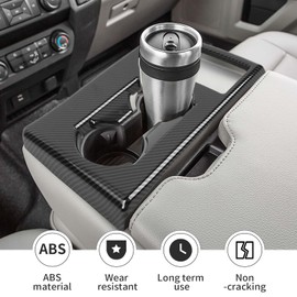 Linskip Gear Shift Cover Compatible with 2017-2022 Ford F250 F350 F450 F550 XL XLT Jump Seat, Cup Holder Panel Trim, Interior Accessories(Carbon Fiber Black)
